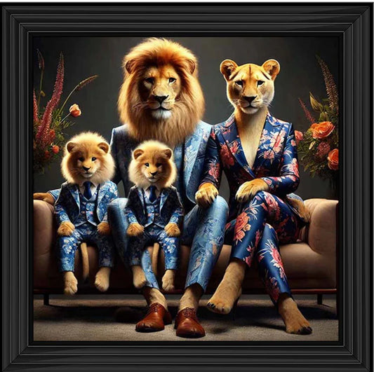 Tiger/Lion Familly in suit- Liquid art