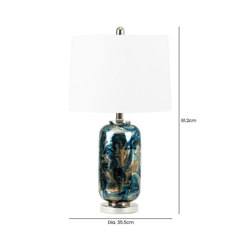 Bule & Silver glass Table lamp