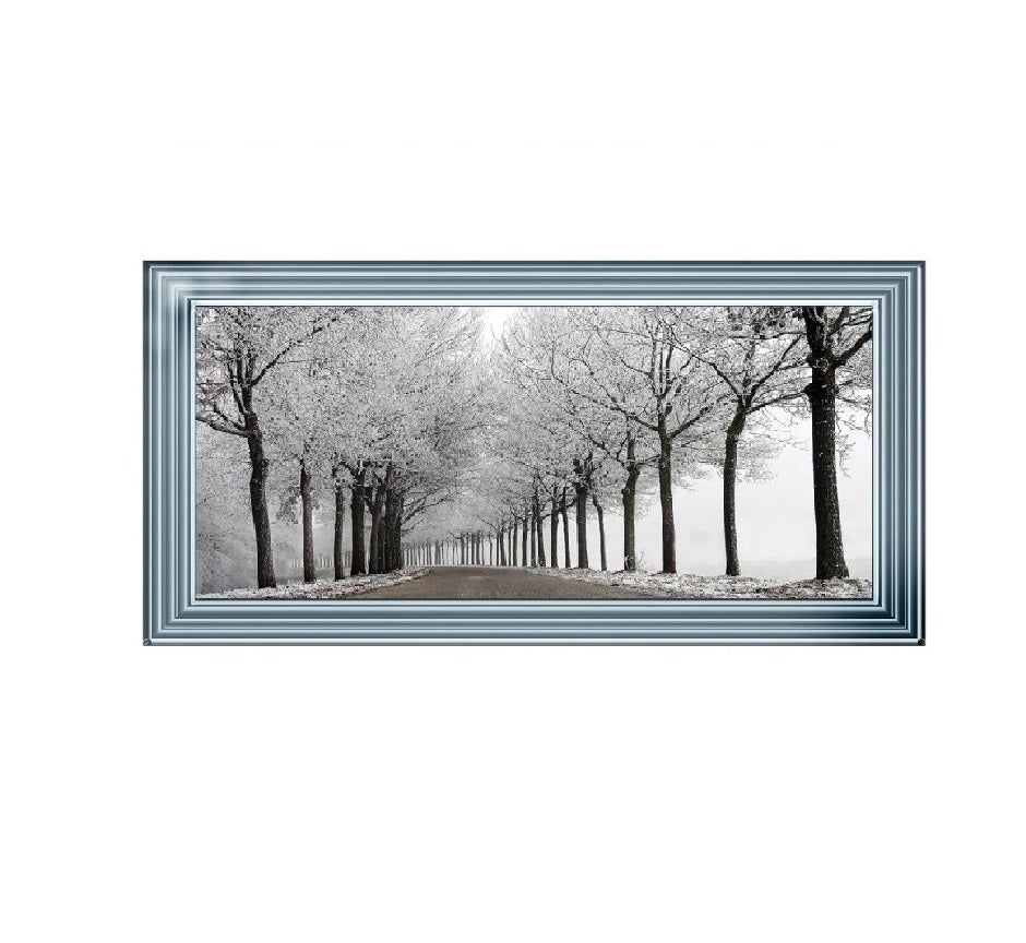 Trees in winter Road - Liquid art