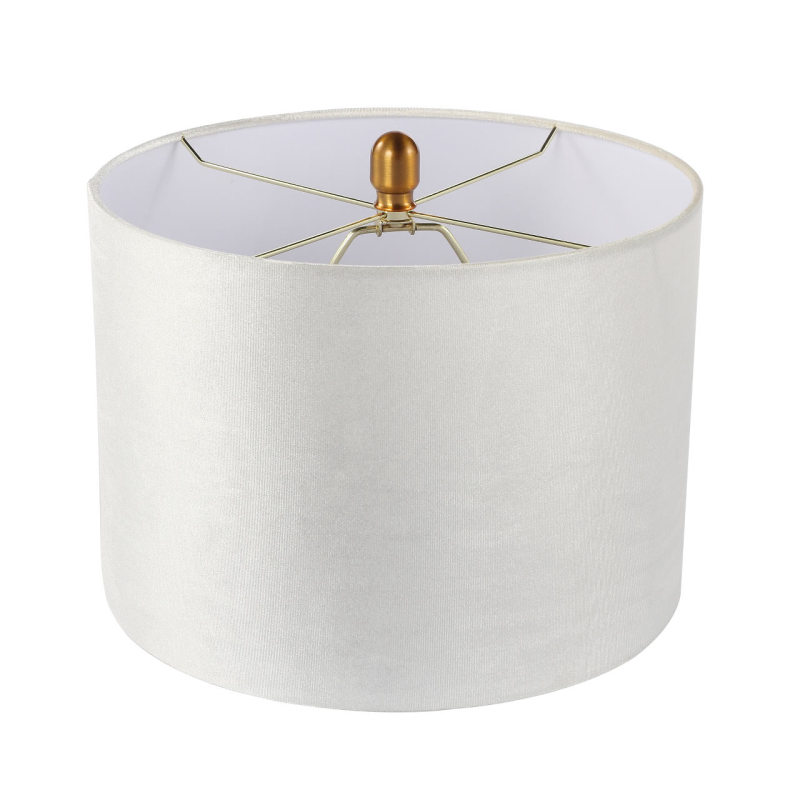 White marble table lamp with Cream velvet Shade
