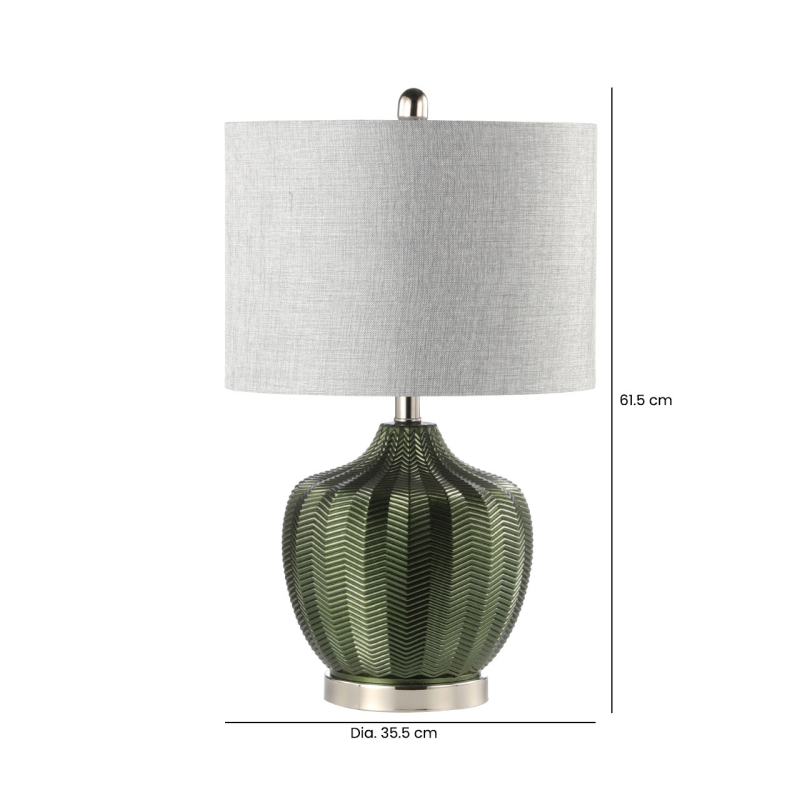 Green Ribbed Table Lamp