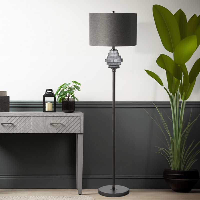 Smoke glass floor lamp
