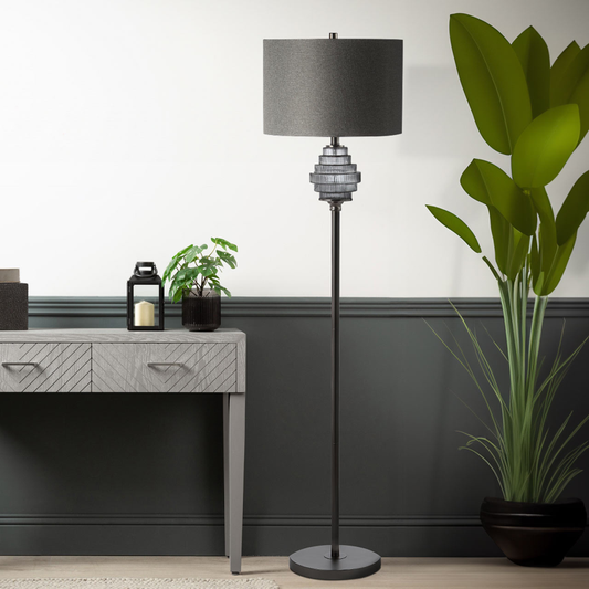Smoke glass floor lamp