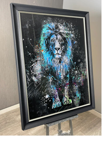 Extra Large Blue Graffiti Lion- Over-varnish