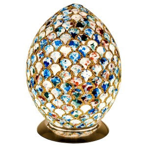 30cm Egg Lamp  - Blue tile