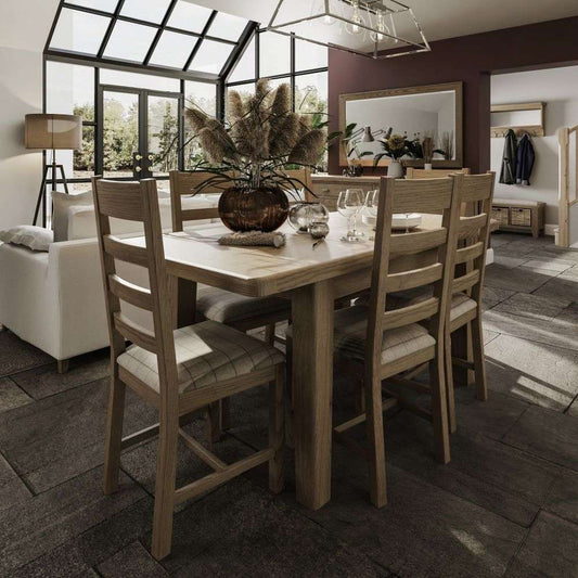 HO-Smoked Oak 130-180cm Ext Table & 4 Chairs