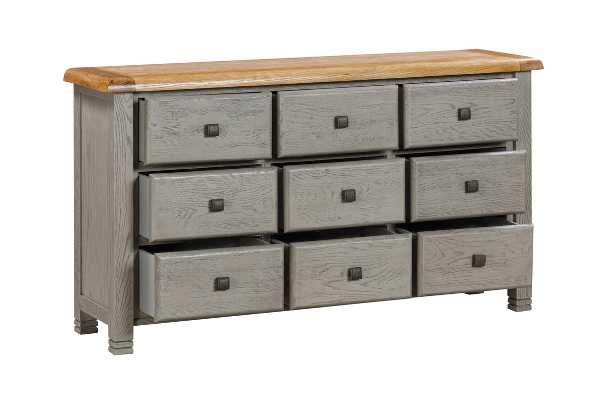 Noah 9 Drawer grey oak chest
