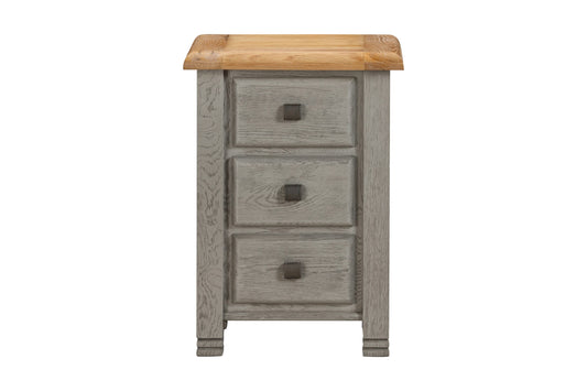 Noah 3 Drawer grey oak bedside