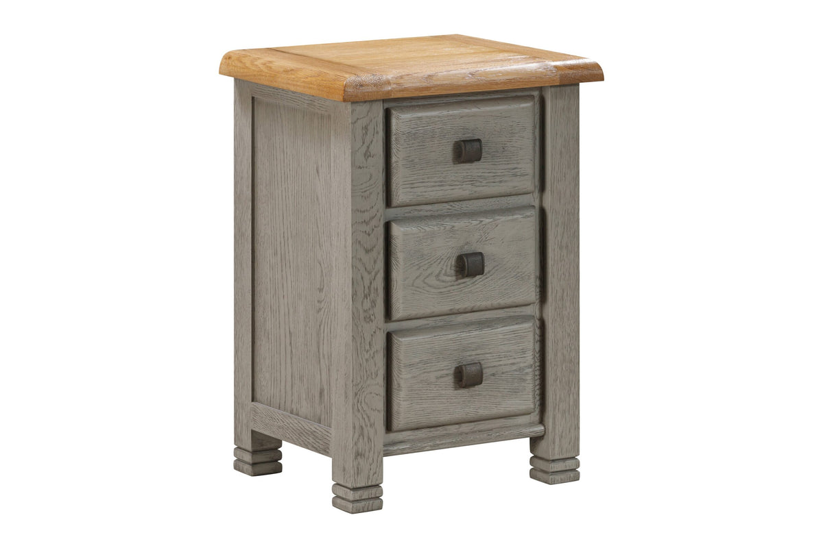 Noah 3 Drawer grey oak bedside