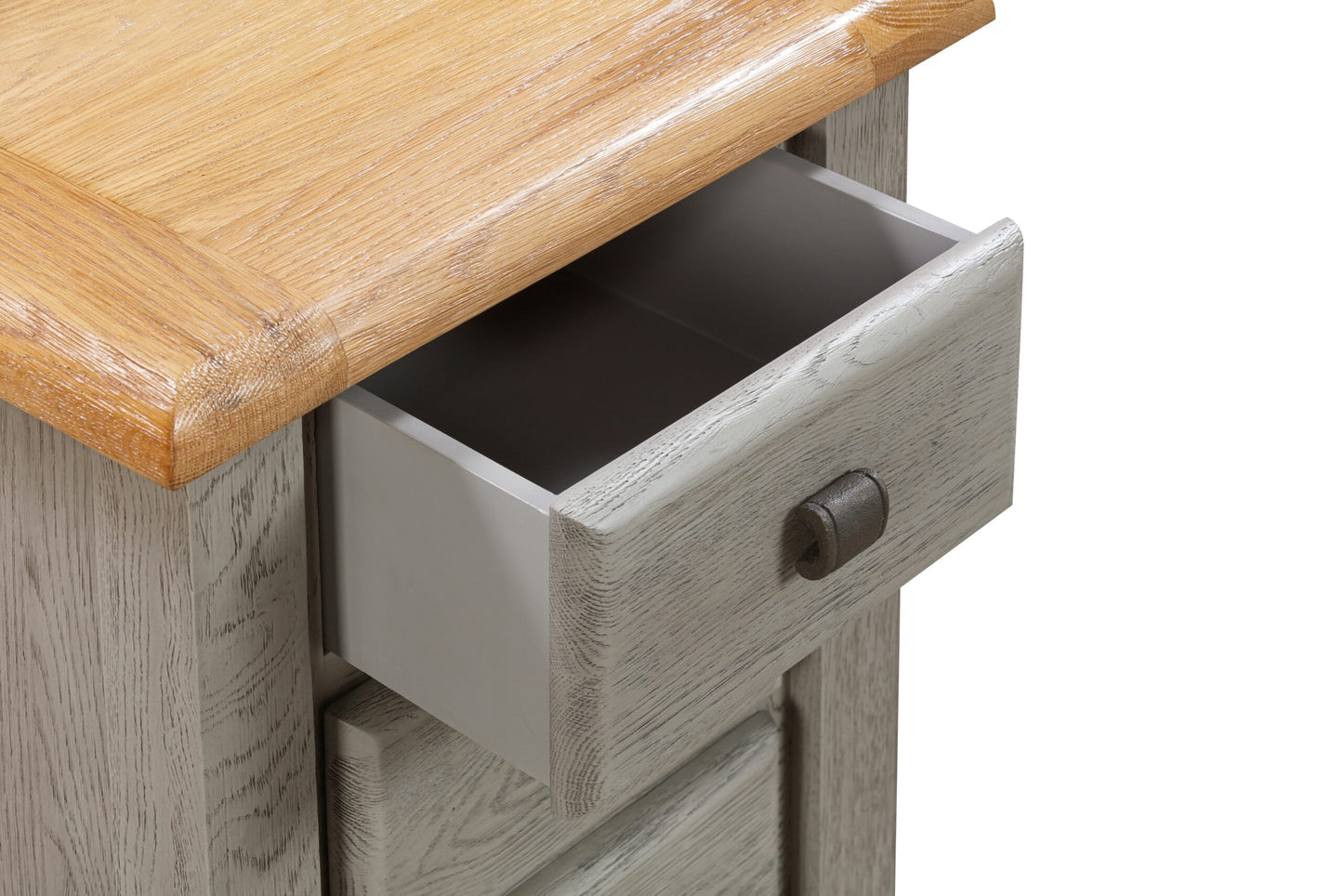 Noah 3 Drawer grey oak bedside