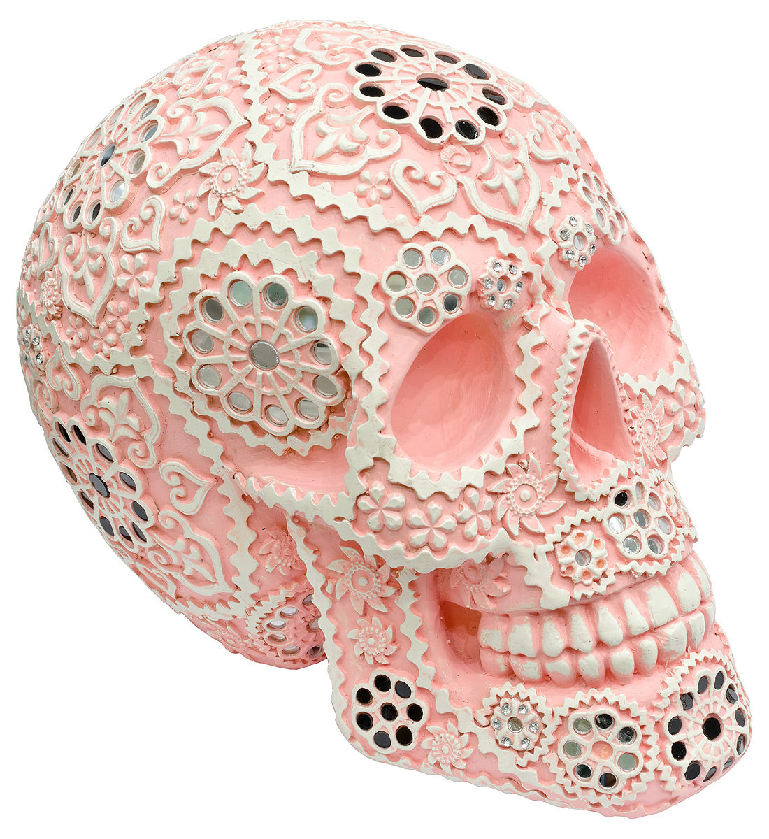 Calavera Sugar Skull Sculpture- Pink