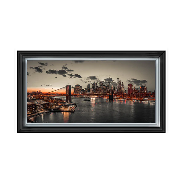 Evening view of manhattan skyline  - Liquid art